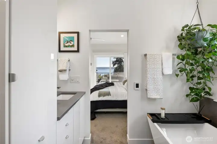 Primary bath with double vanity