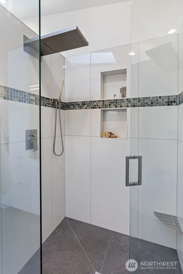 Tiled Primary shower.