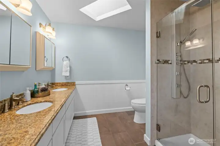 Primary bathroom with sky light