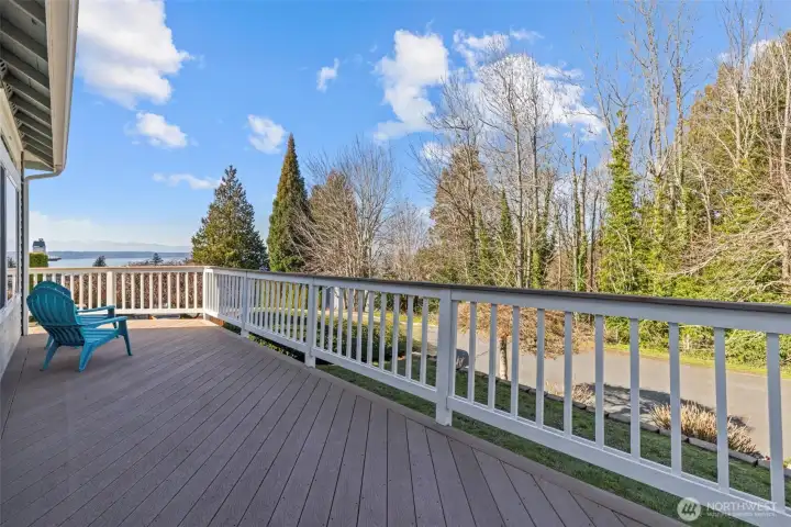 Huge patio for BBQ and watch the ferry go by