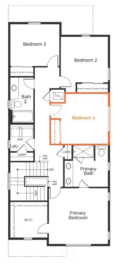 Artist Rendering only, 1940 Plan. Optional 4th bedroom in lieu of loft space.