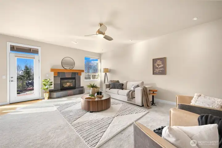 Living room with ceiling fan