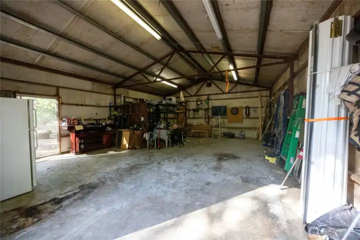 Metal framed shop interior.