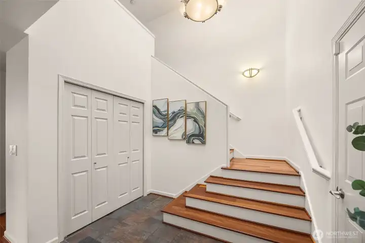 Spacious foyer with high ceilings