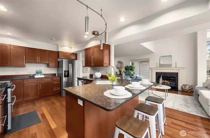 Being able to walk through the kitchen offers great accessibility to both dining room and balcony for ease of entertaining