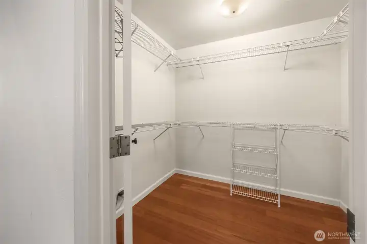 Walk-in closet in the primary suite