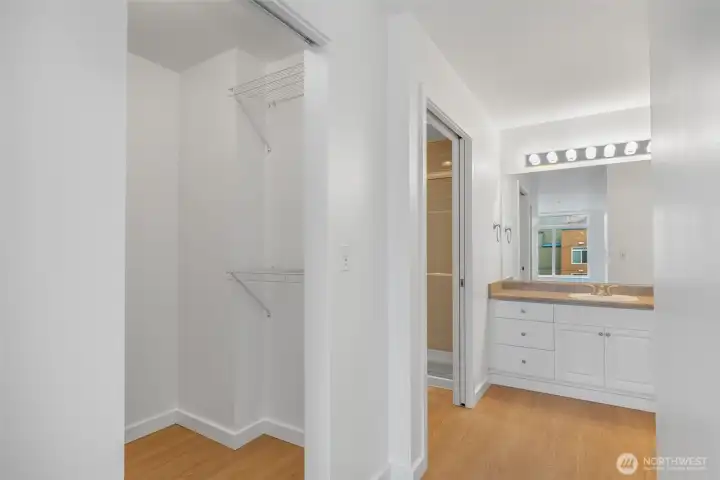 A 2nd closet with the room for storage and the water heater.