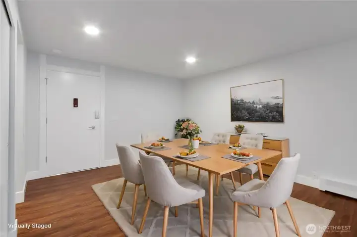 Dining Space - comfortable for one or some entertainment too! (virtually staged)