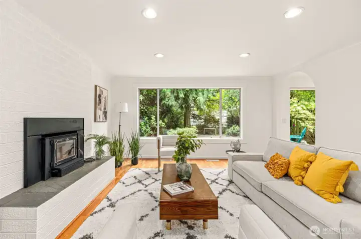 Living room is peaceful and private.