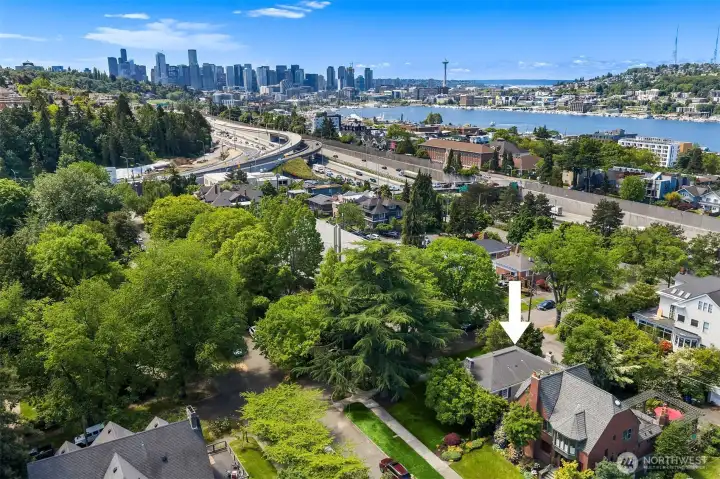 A fitting final view of an extraordinary setting—where the waters of Portage Bay, the Seattle skyline, and the timeless charm of the Roanoke Park neighborhood come together to create a lifestyle that is distinctly Seattle. .