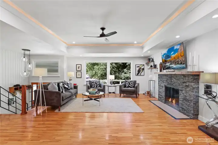 Gorgeous great room with coved ceiling Gorgeous great room with coved ceiling