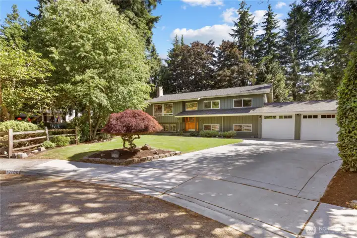Garage holds two cars, and you could park up to four more if you had guests over. Garage holds two cars, and you could park up to four more if you had guests over.