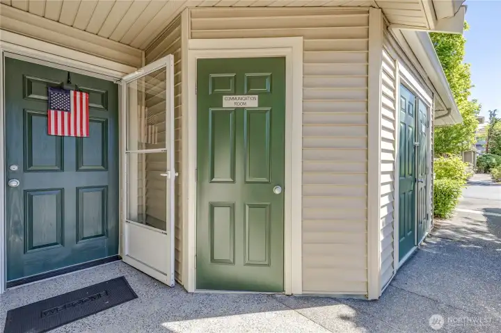 Entrance is tucked away on the side of the building