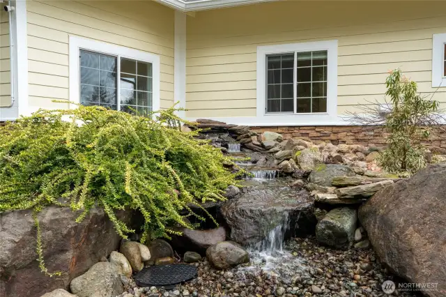 Waterfall Fountain feature adds to the serenity and peacefulness near to Gazebo and Kitchen