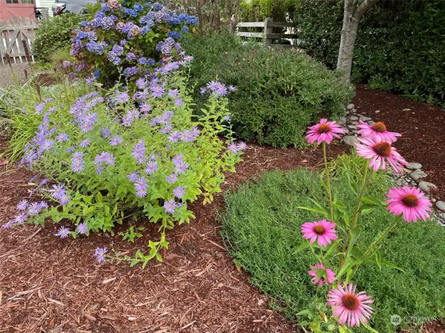 In the spring and summer the yard is filled with established perennials and bulbs.  One of the benefits of owning Into the Woods is this fantastic yard to enjoy.