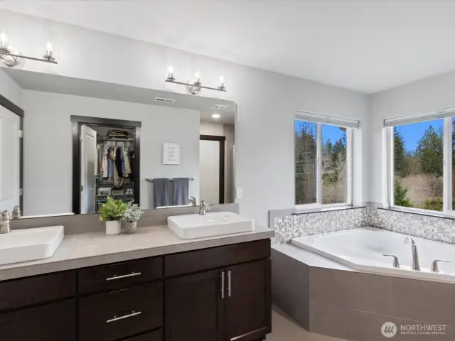 Large soaking tub.
