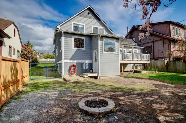 Backyard with firepit