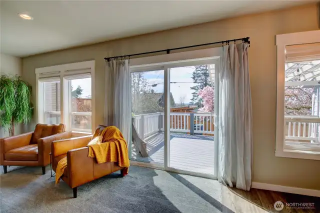 Sliding glass door to partially covered deck
