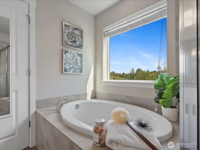 Relax after a long day in this soaking tub.