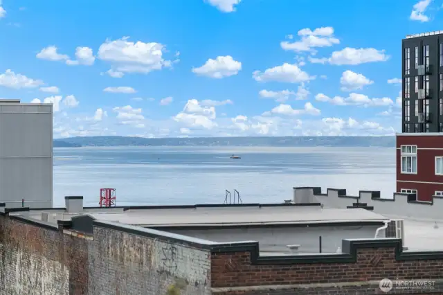 Sound views from private balcony for watching ferry and boat traffic meander by.