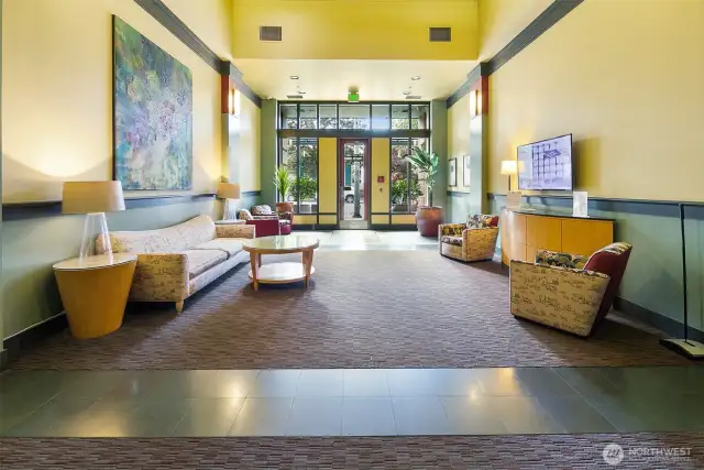 1st avenue building lobby where unit is located on 4th floor.  Belltown Court has two buildings.  One on Second Avenue this one on First Avenue.