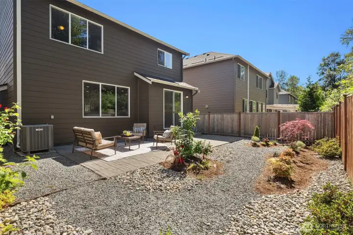 Low maintenance professionally landscape backyard