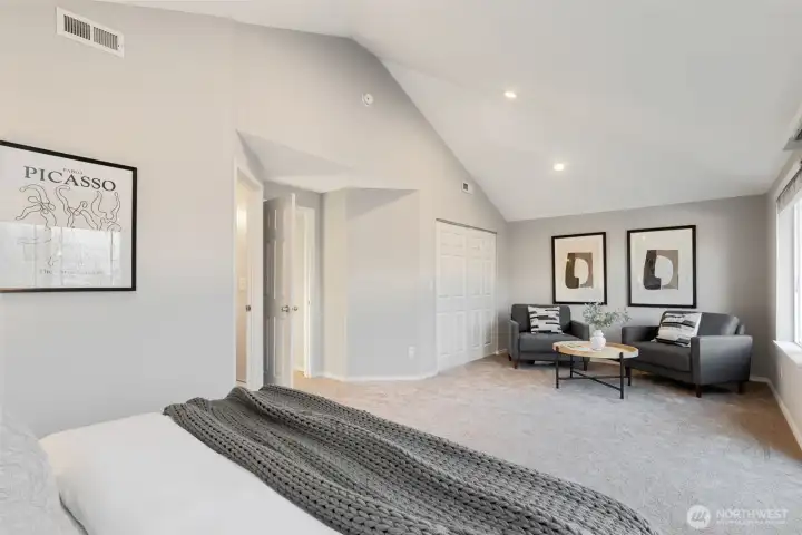 Primary bedroom with attached bath.