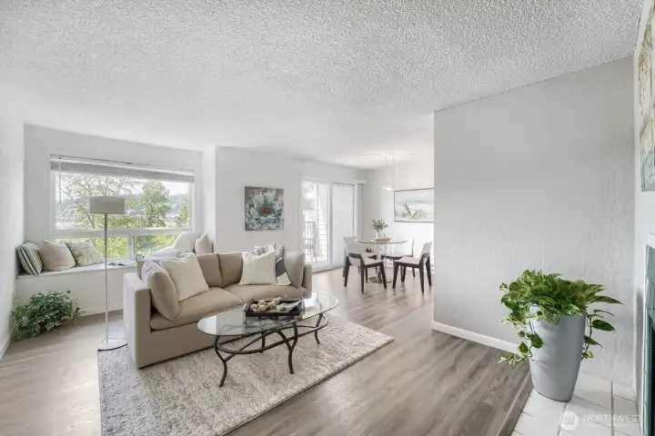 Expansive windows provide abundant natural light