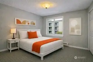 Bedroom 2 with closet (virtual AI staging) flexible space that functions as a bedroom or office