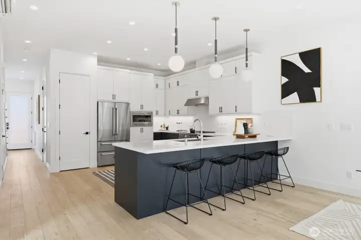 Kitchen with bar seating