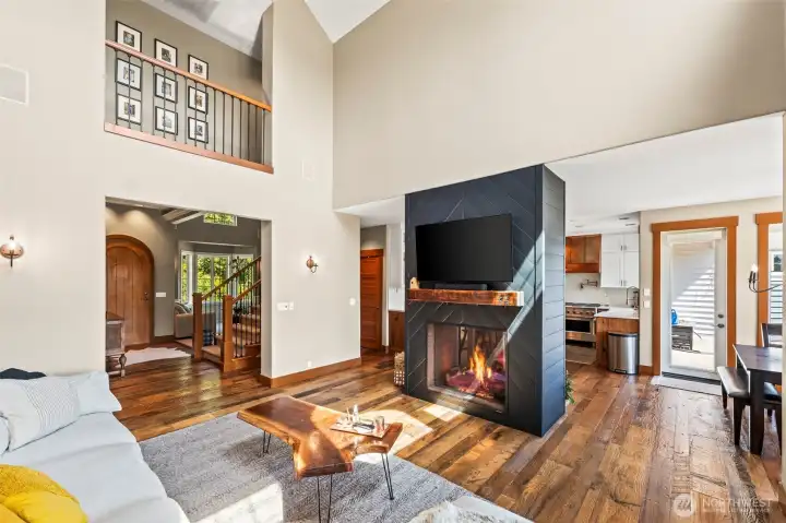 The family room flows right into the kitchen area.