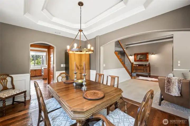 coffered ceilings with beautiful lighting.