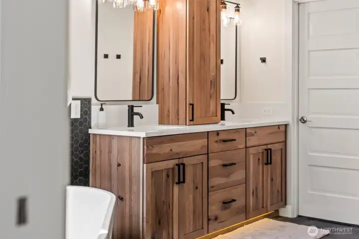 Updated bath with lots of storage.