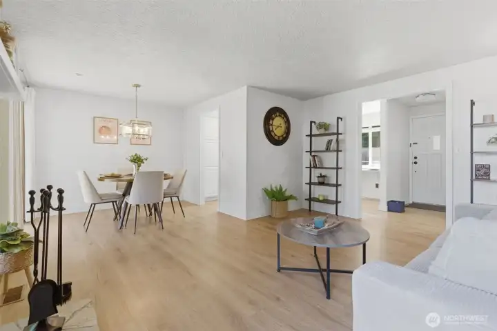Family room flows into the dining area