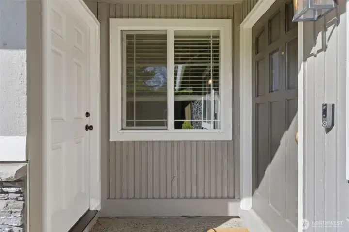 Covered entrance to get from the garage to the front door
