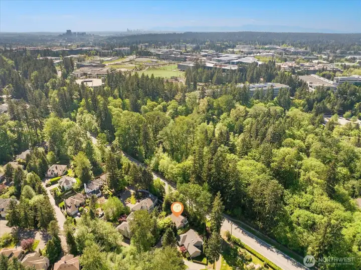 Blocks to Microsoft campus, with downtown Bellevue in the background, just 10 minutes away.
