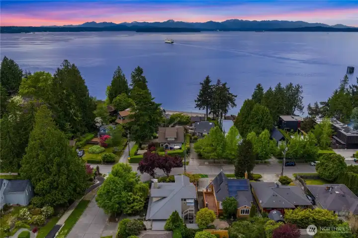 View above house, looking out over Puget Sound