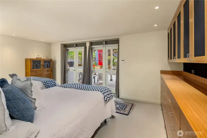 Primary bedroom and extensive drawer storage