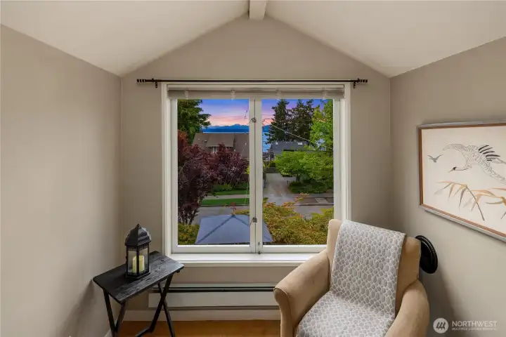 Picture window in top floor bedroom