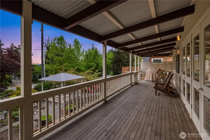 Large teak wood, wraparound deck