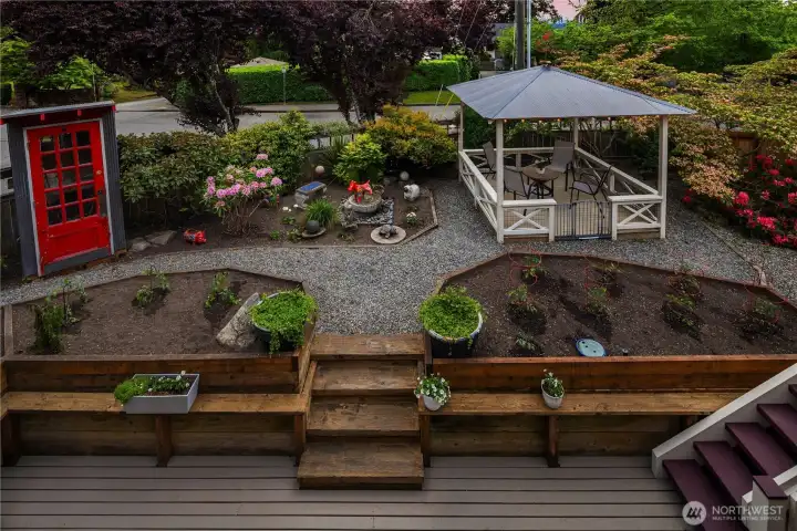 Front yard garden area and gazebo