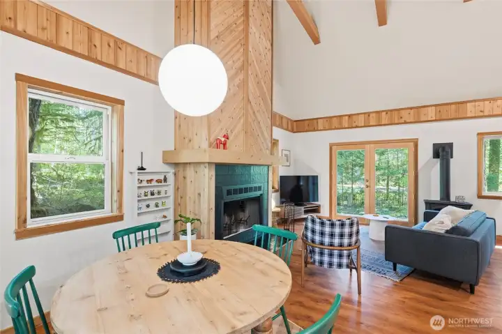 A look towards the french doors and the outside deck.