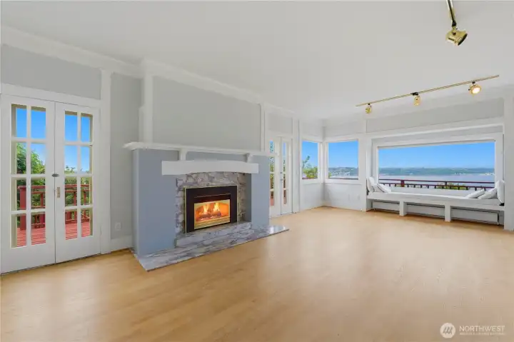 Refinished hardwoods, fireplace and sound views