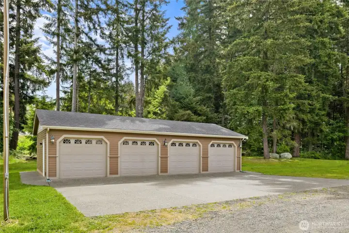 4 Car Garage Detached Shop!