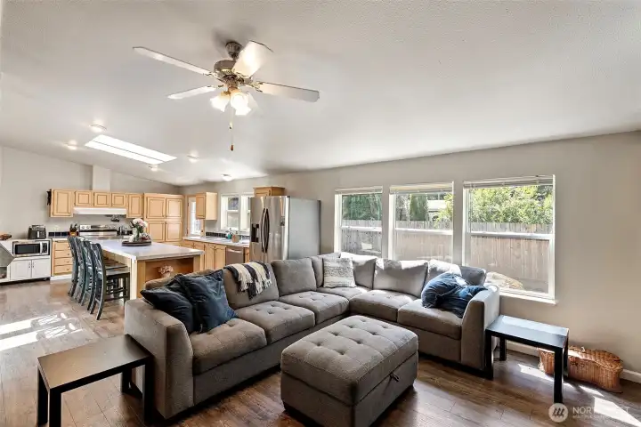 Open living/kitchen great room.