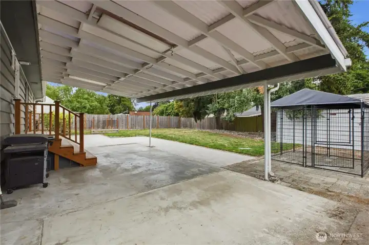 Enjoy outdoor living rain or shine beneath the covered patio. Enjoy outdoor living rain or shine beneath the covered patio.