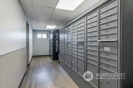 Mailroom is near unit for easy access