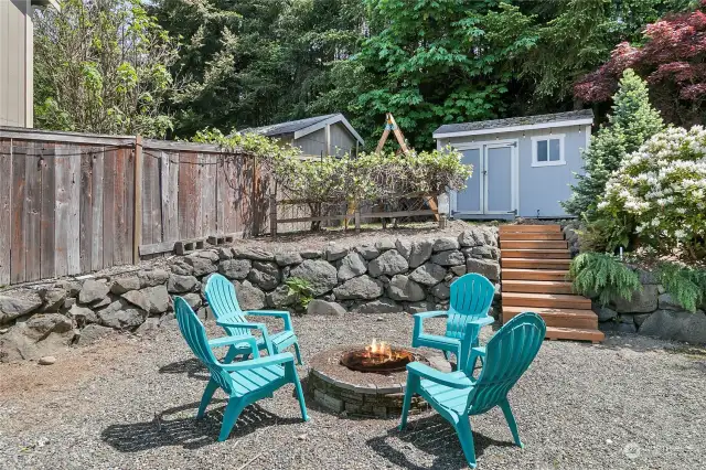 Enjoy the great firepit and shed, perfect for cozy evenings under the stars and ample storage for your outdoor essentials.