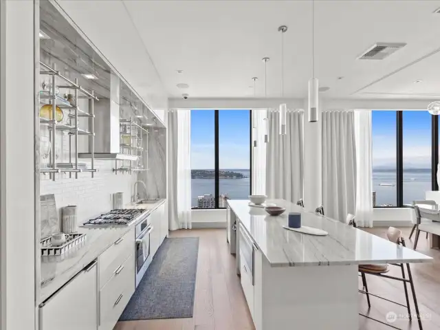 40th floor kitchen and entertaining space.