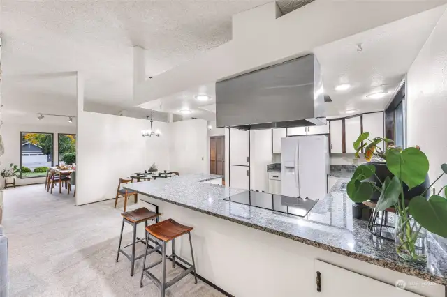 Kitchen showing the walk through from the front of the house living areas